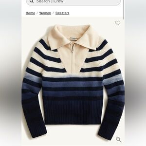 Jcrew cashmere half zip in ombre stripe